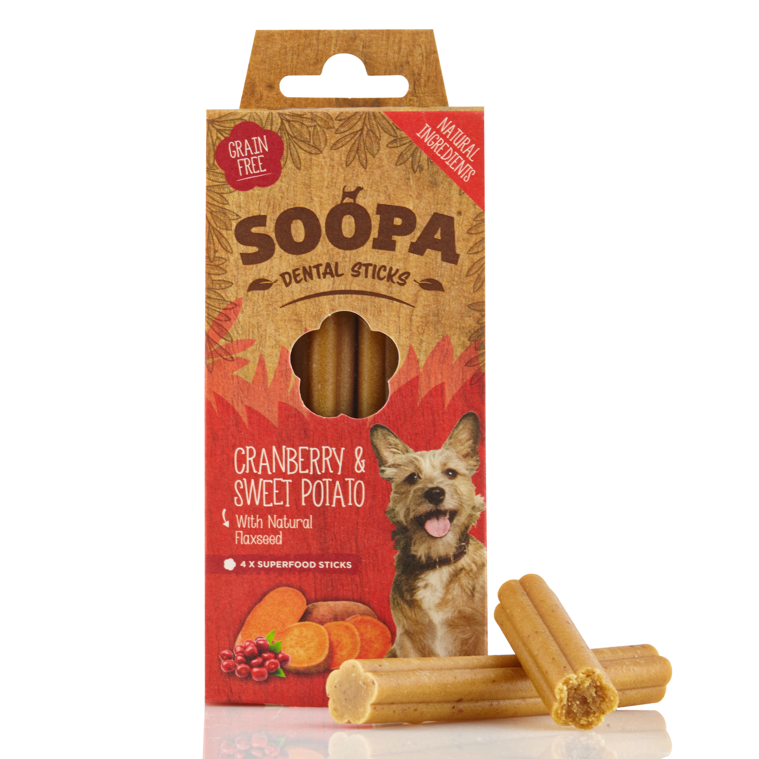 Soopa Dental Sticks Cranberry & Zoete Aardappel Hondensnack