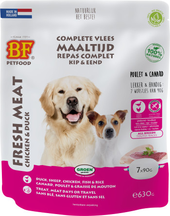 BF Petfood Frischfleisch Huhn mit Ente Hundefutter Portionspackungen