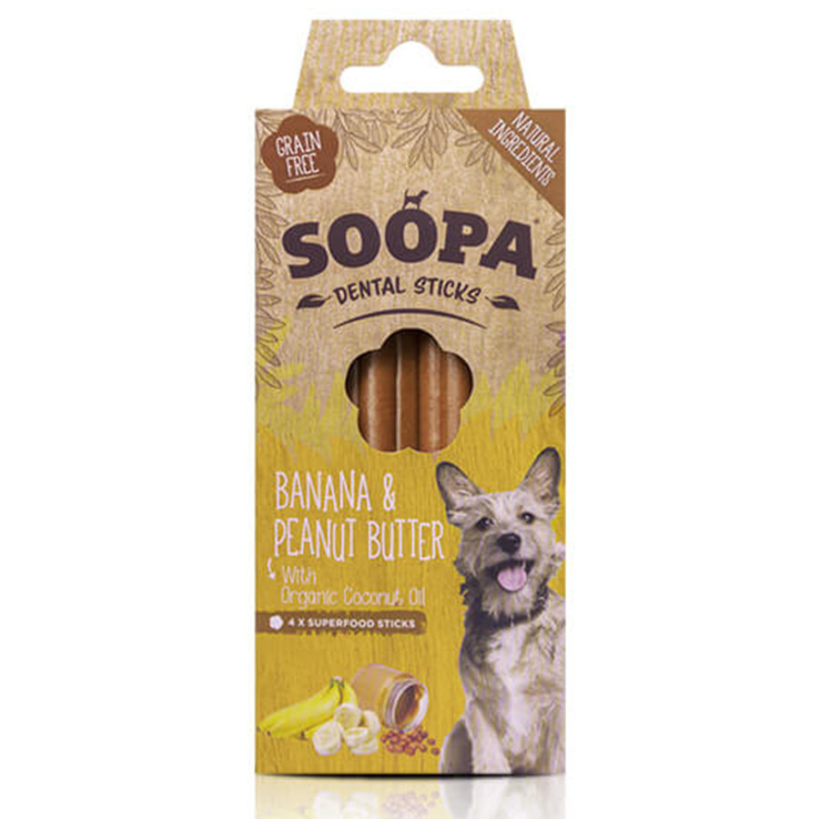 Soopa Dental kauwstaven Banaan & Pindakaas voor de hond