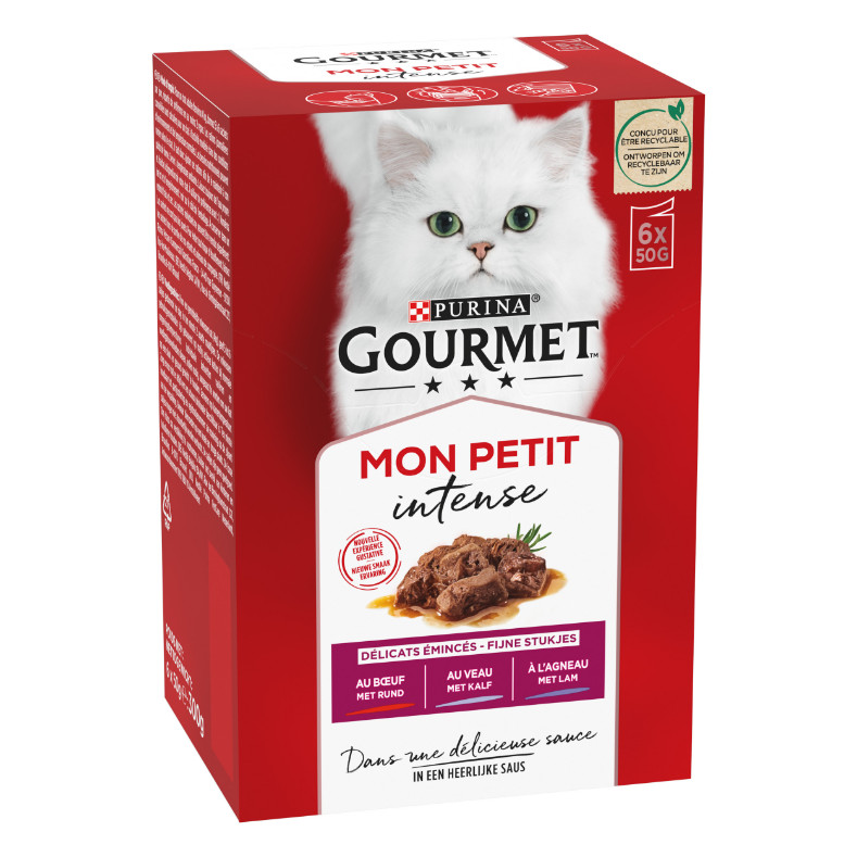 Gourmet Mon Petit Intense mit Rind, Kalb & Lamm Katzen-Nassfutter