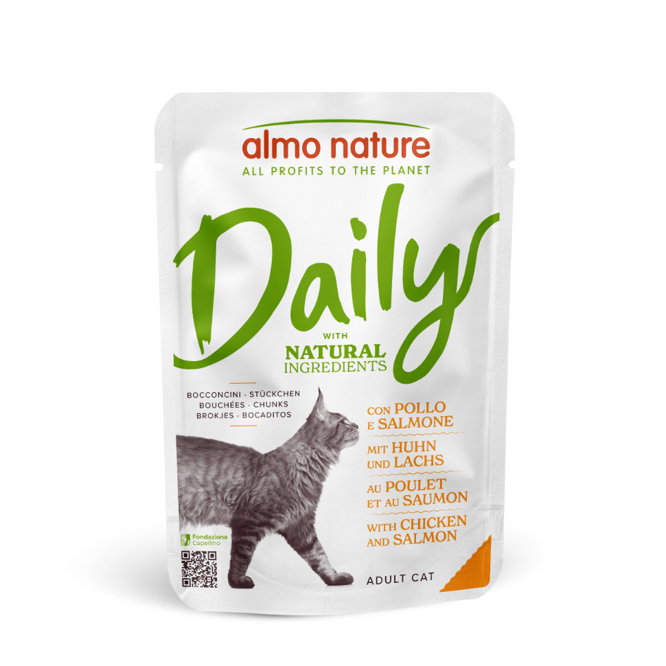 Almo Nature Daily mit Huhn und Lachs Katzen-Nassfutter (70 g)