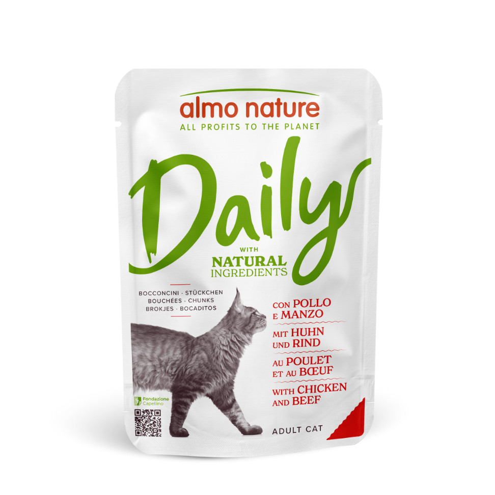 Almo Nature Daily mit Huhn und Rind Katzen-Nassfutter (70 g)