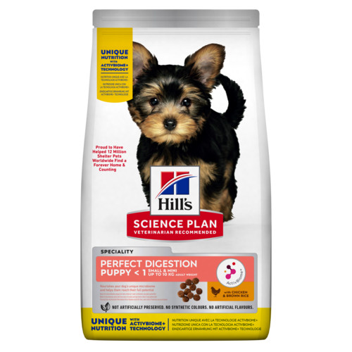 Hill's Perfect Digestion Puppy Small & Mini met kip en bruine rijst hondenvoer