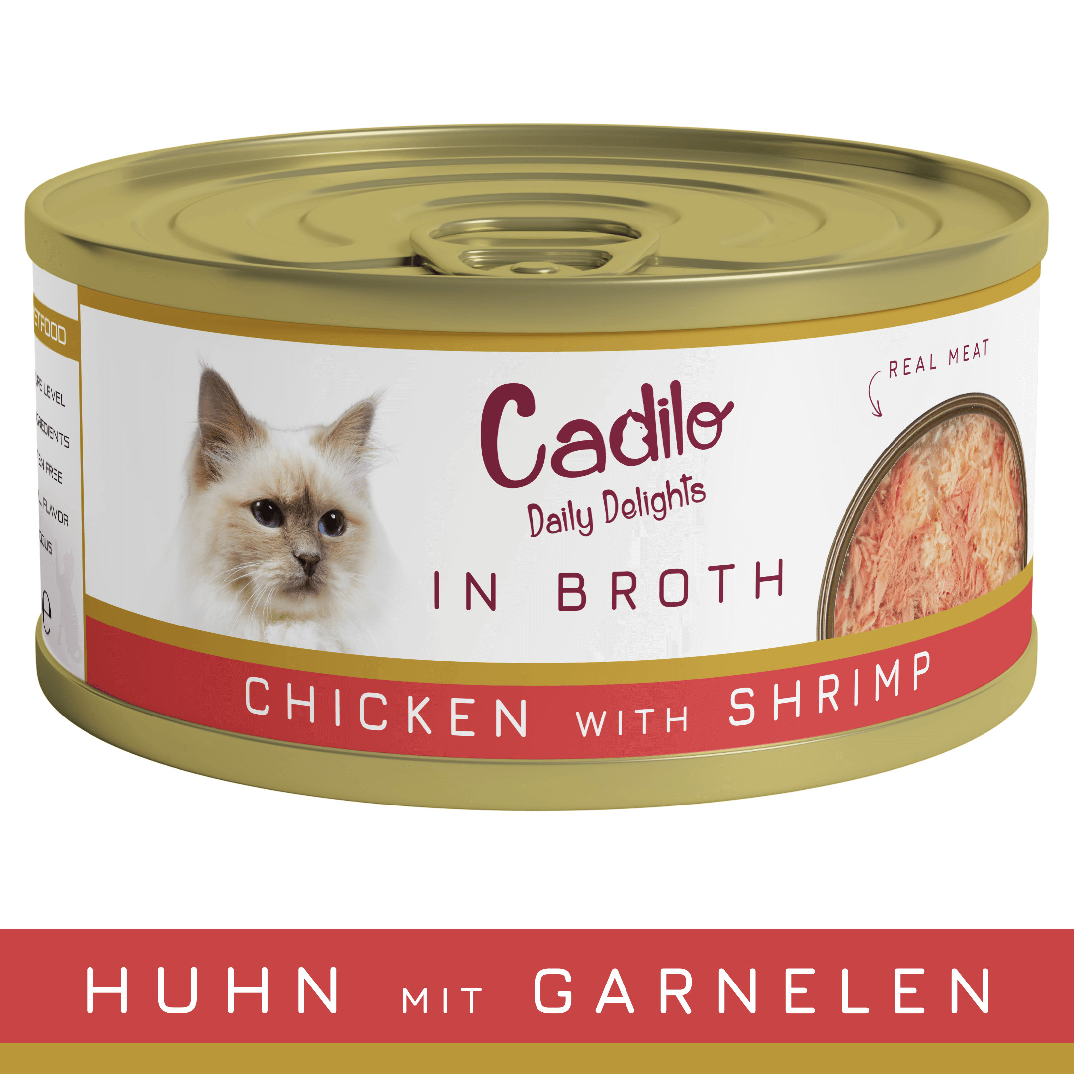 Cadilo kip met garnalen in bouillon natvoer kat (70 g)