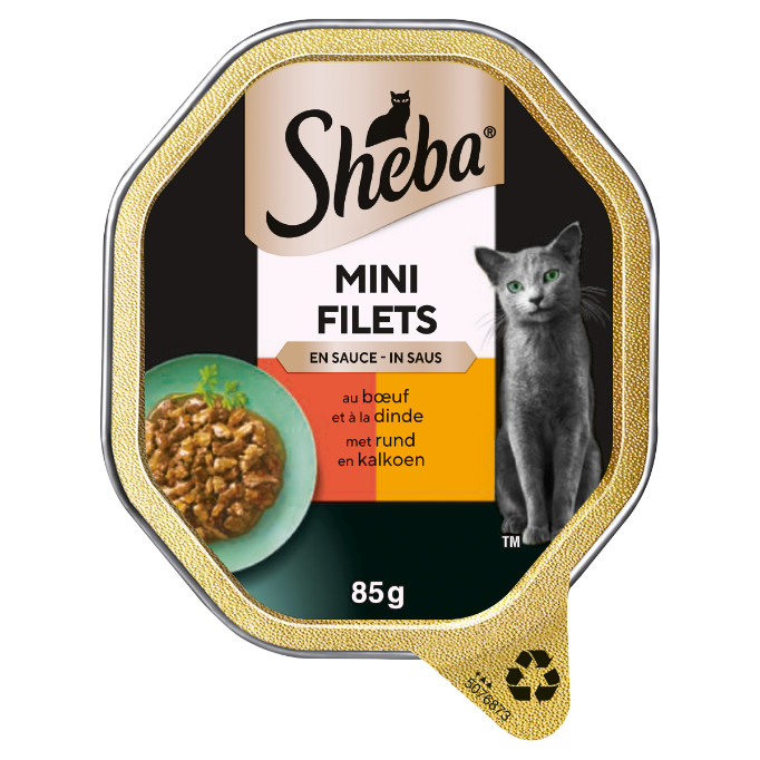 Sheba Mini Filets mit Rind und Pute in Sauce Katzen-Nassfutter (Schale 85 g)