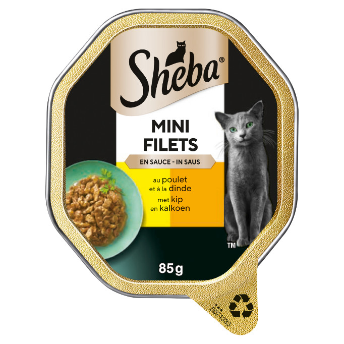 Sheba Mini Filets mit Huhn und Pute in Sauce Katzen-Nassfutter (Schale 85 g)